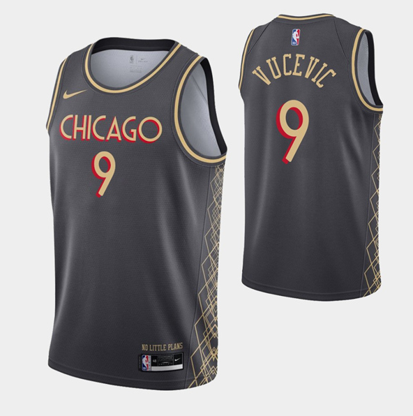 Men's Chicago Bulls #9 Nikola Vucevic Gray City Stitched Basketball Jersey Men's Chicago Bulls #9 Nikola Vucevic Gray City Stitched Basketball Jersey
